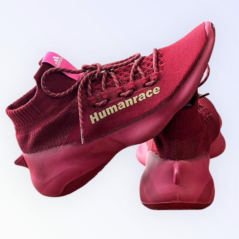 Adidas Pharrell Williams Humanrace Burgundy Knit Sneakers Men's Size 12 GW4879 - Picture 6 of 16